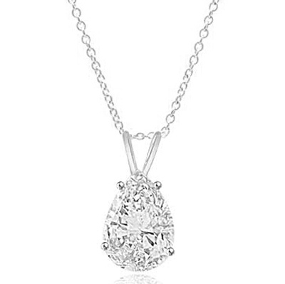 Pear-cut Diamond pendant in  Silver