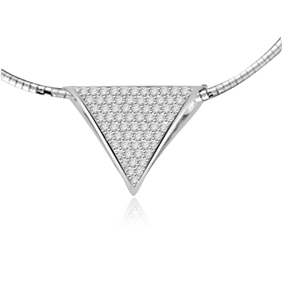 Delicious Slide to make head and heart spinning on its triangular axis! 2.0 Cts. T.W. in Platinum Plated Sterling Silver.(Chain included)