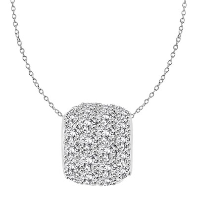 Diamond Essence Slide Pendant with round stones all around 3.0 ct. tw. in Platinum Plated Sterling Silver.