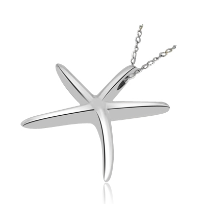 Impressive Starfish Pendant in Platinum Plated Sterling Silver. (Chain not included).