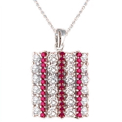 Sterling silver Pendant with ruby and white diamond