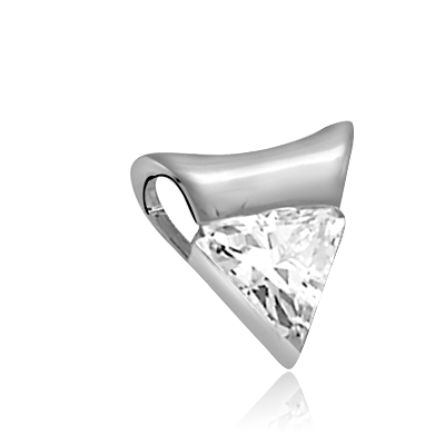 pendant-1ct triangle cut stone in Platinum Plated Sterling Silver