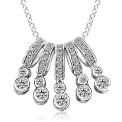 Diamond Essence Art Deco Pendant Set in Solid Sterling Silver Displaying 5 Arrays of dazzling White Brilliant Essence boasting 5 Cts. T.W.