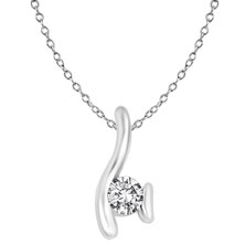Designer Pendant with Tension-Set Round Brilliant Diamond Essence in Platinum Plated Sterling Silver, 0.35 Ct.T.W.