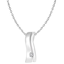 Diamond Essence Silver Slide Pendant with 0,05 Ct. T.W. Round Brilliant Melee, Chain included.