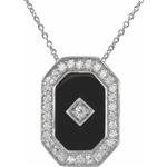An extraordinary designer pendant with artificial onyx and round brilliant diamond by Diamond Essence set in platinum plated sterling silver 4.0 Cts.t.w.