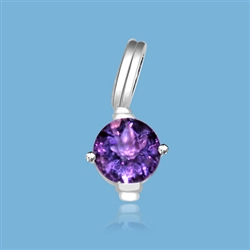 Diamond Essence Pendant with Round Amethyst Essence, in 3.0 Cts T.W. set in Platinum Plated Sterling Silver.