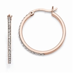 Diamond Essence Rose Gold Plated Silver Hop Earrings-SQDF157