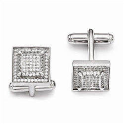 Diamond Essence Platinum Plated Sterling Silver Cuff links, 14MM X 14MM,  with brilliant melee set in Pave Setting, 2.50 CTS.T.W.