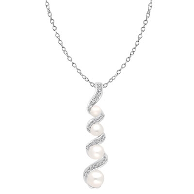 journey pendant of melee & pearls in sterling silver
