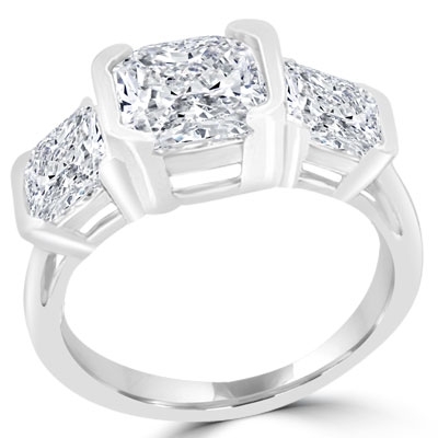 Asscher Diamond ring , cut stone in sterling silver band