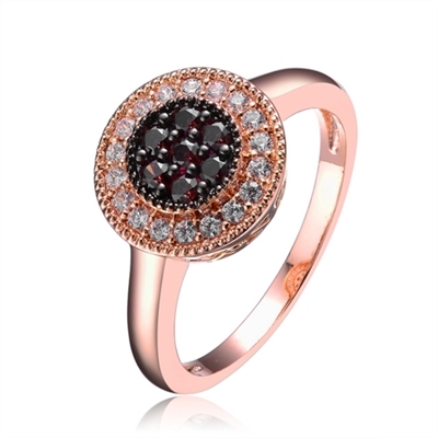 Diamond Essence Ring with Round Brilliant Diamond Essence And Chocolate Essence Stones, 1.50 Cts.T.W. in Rose Plated Sterling Silver.
