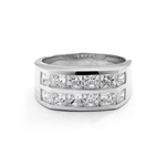 A winning look.-Platinum Plated Sterling Silver man's channel set ring, 1.25 cts. t.w. with Princess cut Diamond Joy stones.