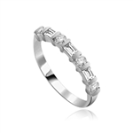 Delicately dazzling Band with Baguettes ring Platinum Plated Sterling Silver