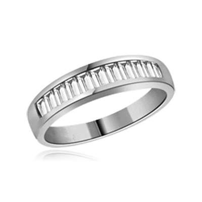 ring- platinum plated sterling silver, baguette band