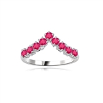 Stacking Rings-V-shaped Ruby rings in silver