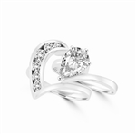 Almamiva and Rosina - Pear Shaped Center Enhances this Wedding Set. 1.75 Cts. T.W with round melee channel set down the wedding band. You will live happily everafter! In Platinum Plated Sterling Silver.