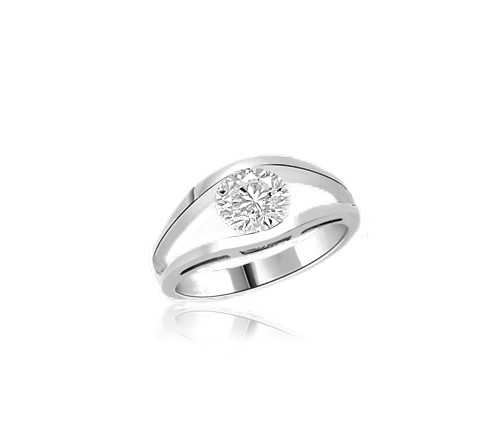Subtle and strong Friendship Ring, 1.0 Ct. T.W, with a delicate Round Solitaire nestled in stylish split shank of Platinum Plated Sterling Silver.
