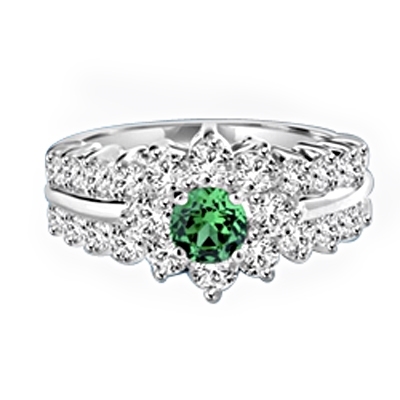 Greenpeace - 1.25 Carats Emerald Center is surrounded by supremely crafted masterpieces. In Platinum Plated Sterling Silver.