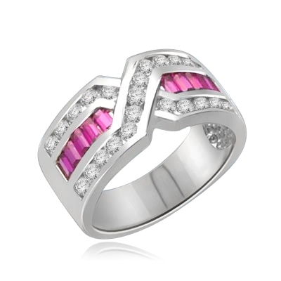 Tenderly- Ruby Platinum Plated Sterling Silver  ìXî ring 2.5 cts.t.w