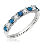 Platinum Plated Sterling Silver Ring with round Sapphire  stones