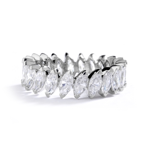 Silver ring- marquise cut stones set in angular setting