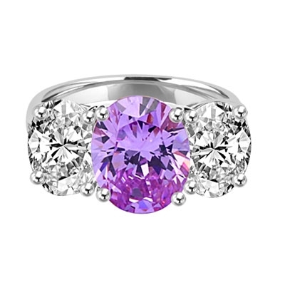 Three stone Jaw dropping oval Lavender stone ring