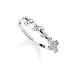 Appealing and Unusual Band with a dangling Cross and softly glowing Diamond Essence pieces, 0.25 Cts.t.w. in Platinum Plated Sterling Silver.