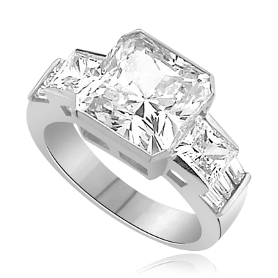 6.5 cts peerless square-cut Diamond ring in silver