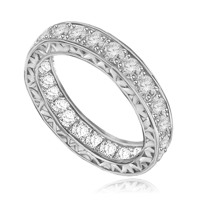 Eternity band with filigreed sides in silver