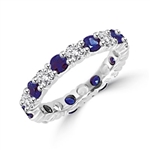 sapphire eternity band on platinum plated silver