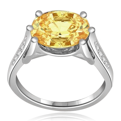4ct canary diamond & melee ring in silver