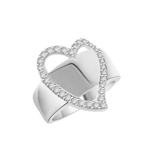Brilliantly crafted Diamond Essence ring with 31 round stones set in heart a flutter. 1.75 cts.t.w. in Platinum Plated Over Sterling Silver.