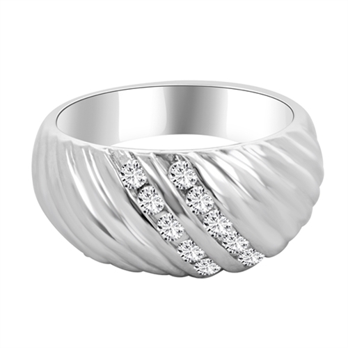 Diamond Essence Ring with Channel Set Round Brilliant Stones in Platinum Plated Sterling Silver, 0.30 Ct. T.W.
