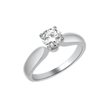 Best Selling 0.75 Ct. Solitaire in an exquisite Wide Band - 4 Prong setting similar to Tiffany Style. In Platinum Plated Sterling Silver.