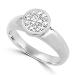 Diamond Essence 1.25 Cts.T.W. Round Brilliant Bezel Set Solitaire Ring in Platinum Plated Sterling Silver.