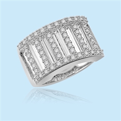 Superb Ring with an artistic designer touch. This best selling masterpiece is 3.5 Cts T.W. of sheer beauty that shines with a brightness hard to match. Available in select Ring sizes in Platinum Plated Sterling Silver.