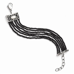 Stainless Steel Polished MOP/Black Onyx w/1.50in ext Bracelet