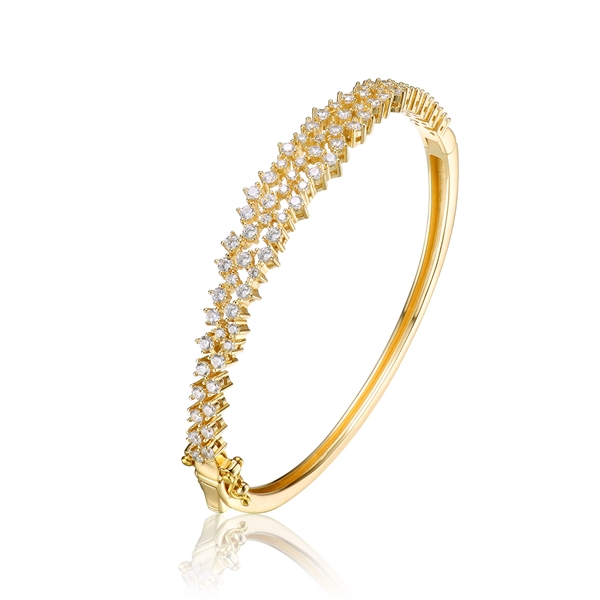 Diamond Essence Hinged Bangle Bracelet in Prong Settings. 3.25 Cts.t.w. in vermeil. Shine your Holidays with this beautiful piece.