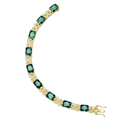 emerald stone,melee ribbons gold vermeil bracelet