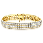 Channel Set Designer Bracelet with Artificial Princess Cut Diamonds by Diamond Essence set in Vermeil