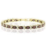 Diamond Essence Designer Bracelet With Oval chocolate And Round Brilliant Stones, 12.50 Cts.T.W. In 14K Gold Vermeil.
