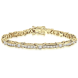 6.75 inch bracelet with unusual link setting in Gold Vermeil