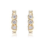 Diamond Essence Clip-in Hoops with Round Brilliant Stones in Gold Plated Sterling Silver, 1.60 Cts T.W.