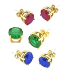Gold Vermeil earring in Sapphire Ruby Emerald