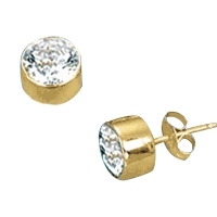 Diamond Essence 0.5 carat each, round brilliant stone set in 14K Gold Vermeil tubular bezel setting. 1.0 ct.t.w. Choice of 2 and 4 ct.t.w. available.
