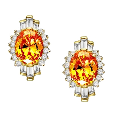 Diamond Essence Earrings in Gold Vermeil with Canary center