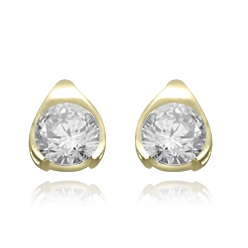 Round stone Gold Vermeil stud earrings