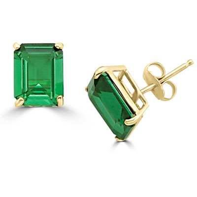 Gold vermeil emerald studs earrings