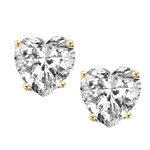 1 carat heart stud earrings in gold vermeil